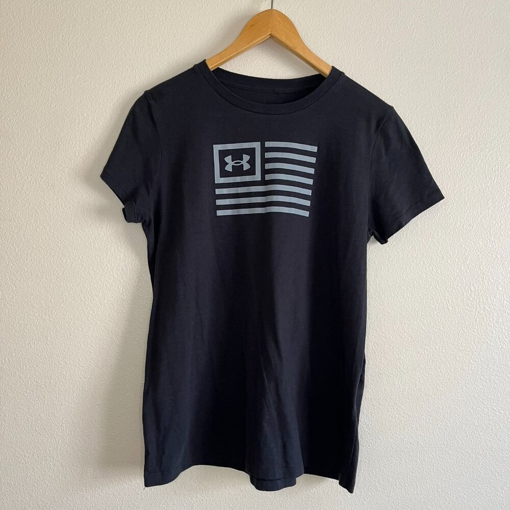 Women's Dark Grey Under Armour Freedom T-shirt, Size M